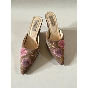 CAPUCINE Vintage Floral Mules Heels Size 37 / US 6.5